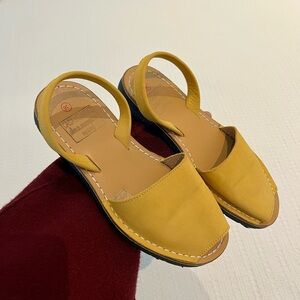 Casa Hernanz, Madrid, Spain Women’s Yellow Slingback Leather Sandals